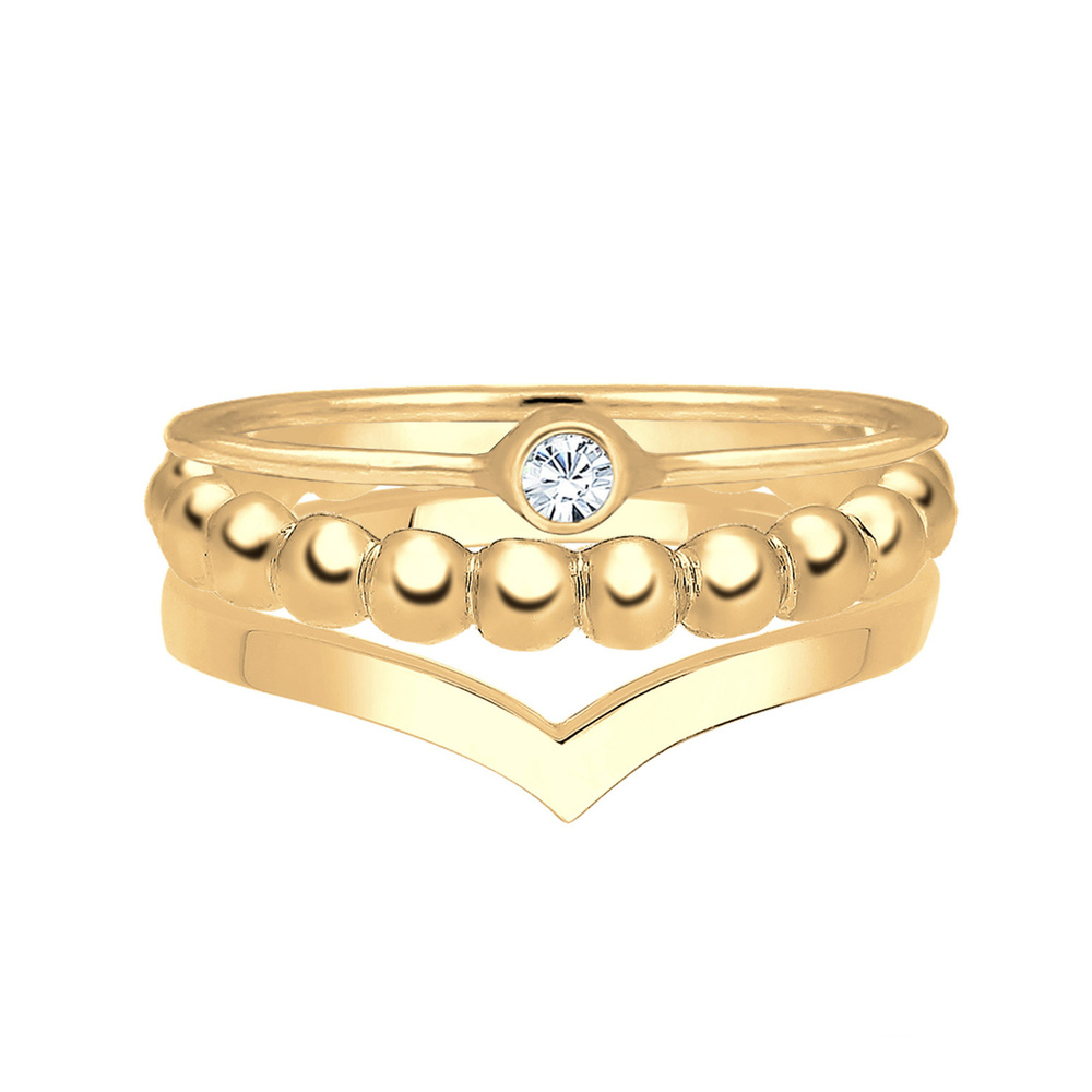 Elli Elli Bague Femme Ensemble de Base avec Cristal en Argent Sterling 925 Bague