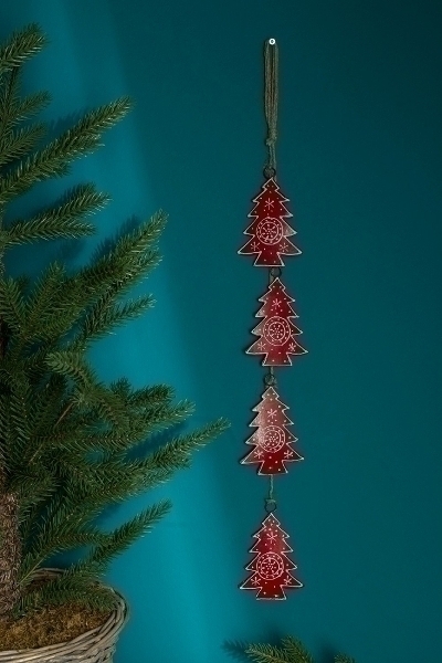 MyFlair Hängerkette m. Metallbäume rot/weiss 10/55cm