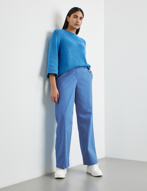 Hose mit weitem Bein aus Baumwoll-Stretch Carlotta