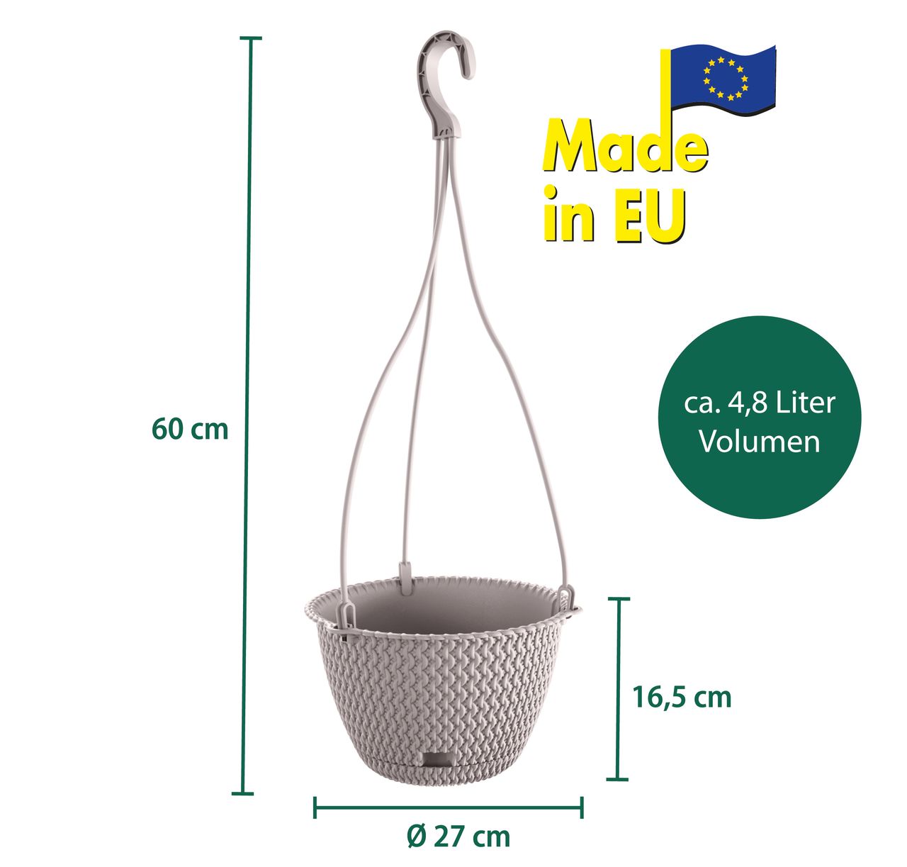 Powertec Garden Strickoptik-Hängetopf - Mocca