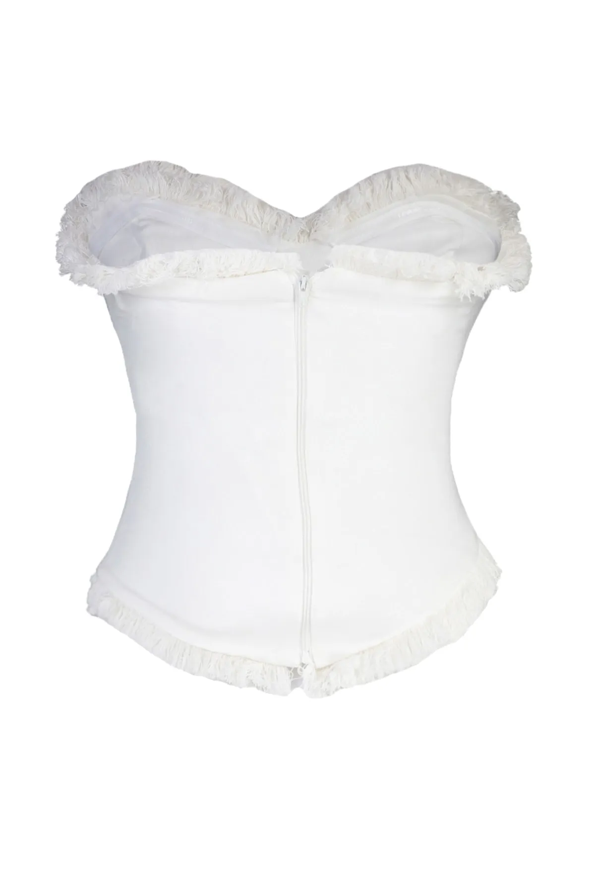 Trendyol Collection  Ecru Tailliertes, gefüttertes Bustier mit gewebten Quasten TPRSS22BS0070