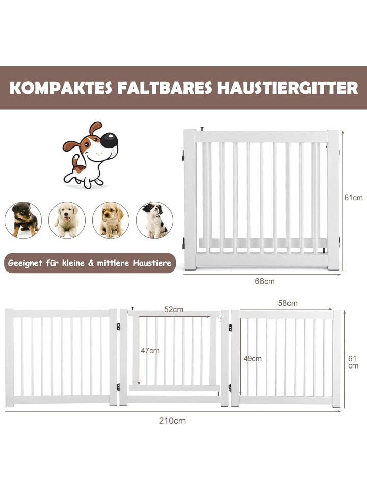 COSTWAY Absperrgitter Hundegitter 3 tlg. in Weiß günstig kaufen 210 cm