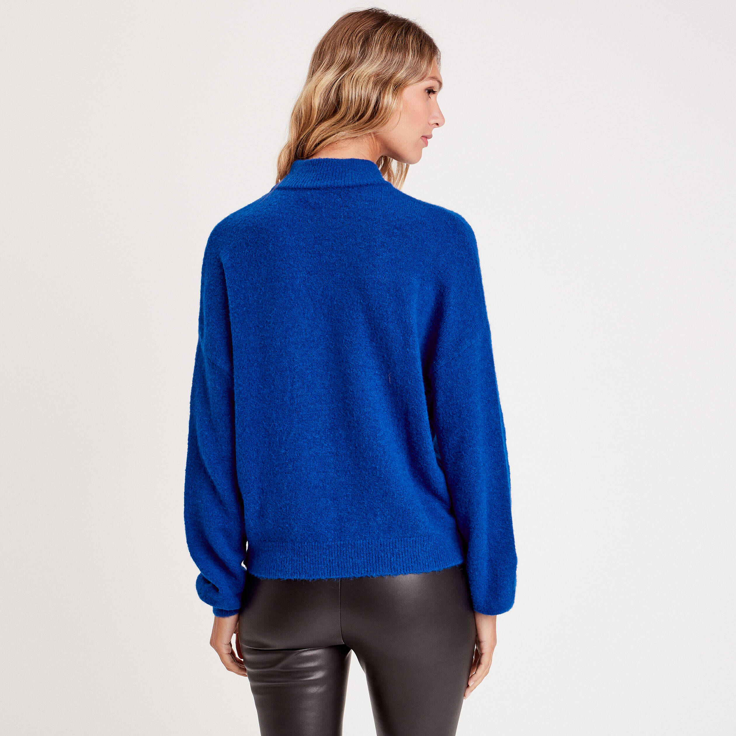 Pull col montant bleu electrique femme | Cache Cache