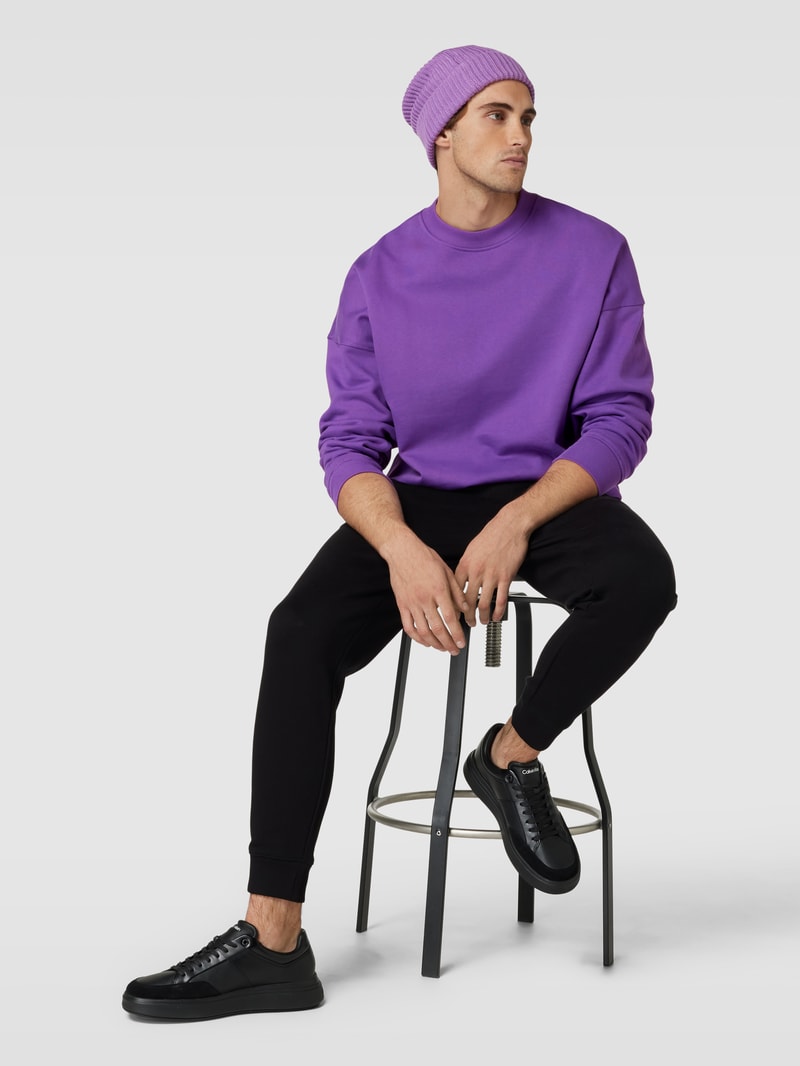 Sweatshirt mit gerippten Abschlüssen in violett