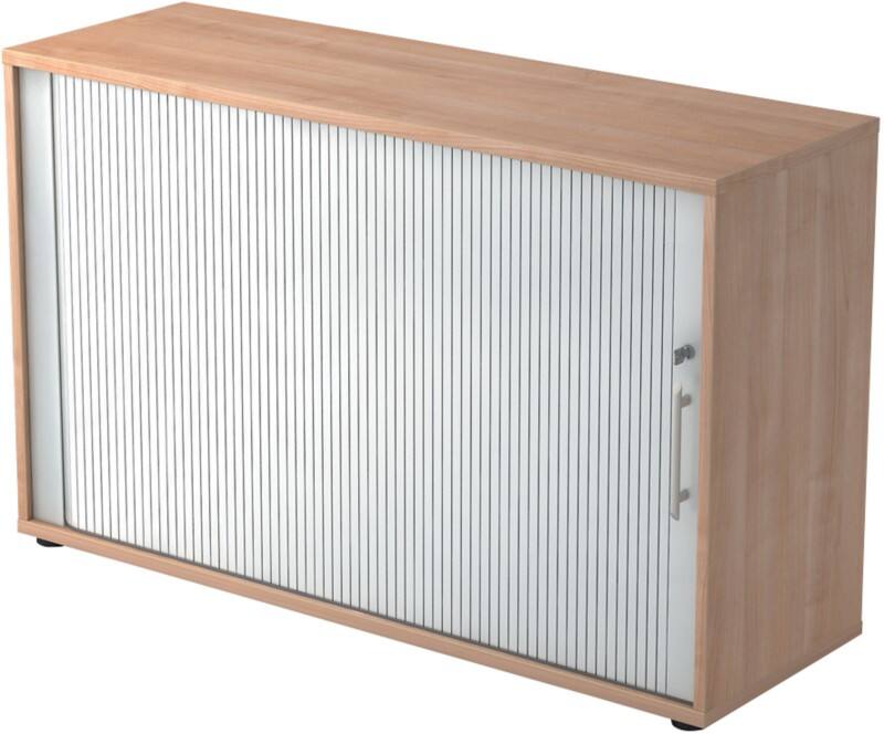 Hammerbacher Rollladenschrank Nussbaum, Silber 1.200 x 400 x 748 mm