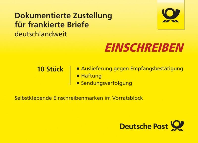 Deutsche Post Einschreiben-Label National 2,65 € Deutschland 10 Stück