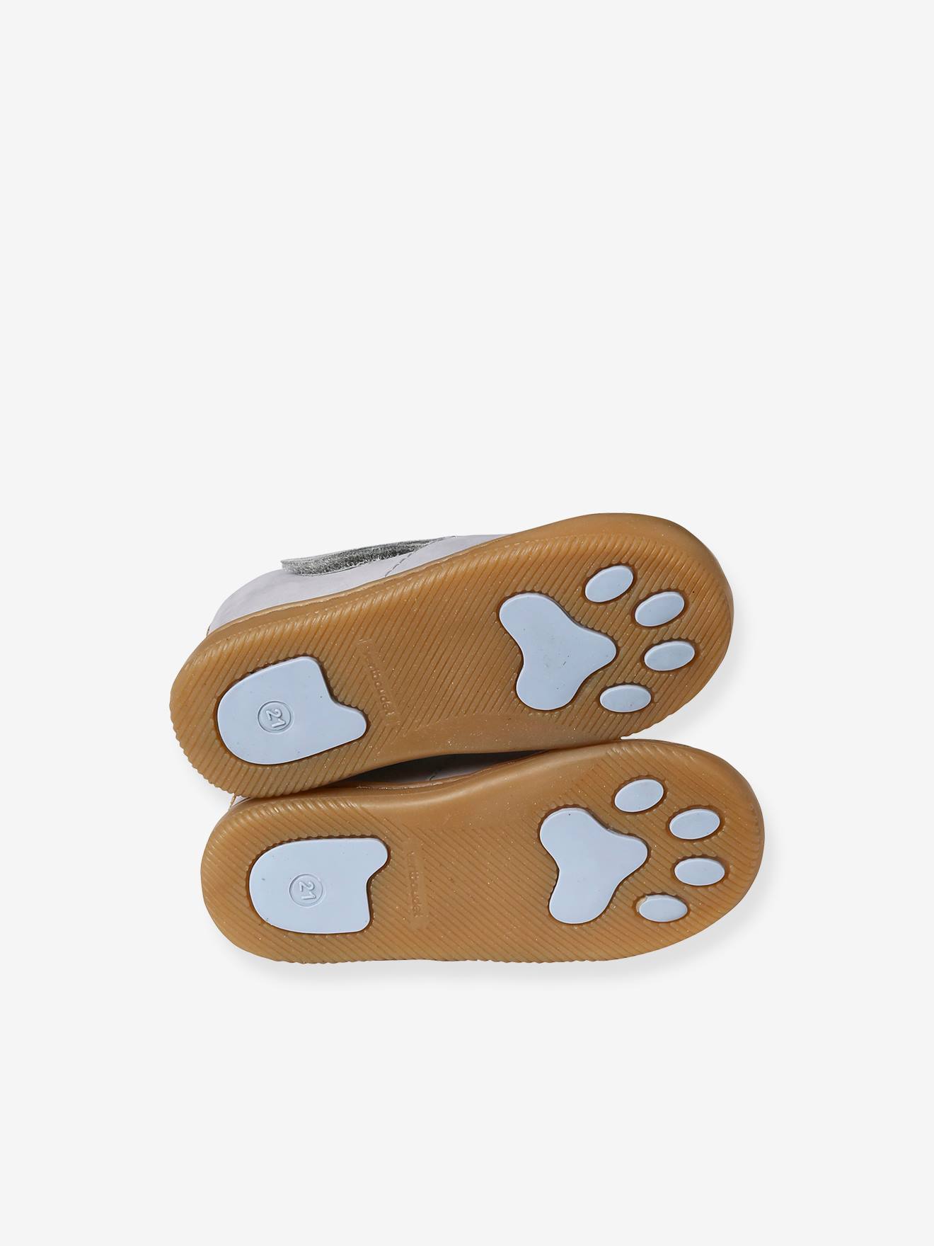 Chaussons scratchés bébé en cuir souple bleu ciel