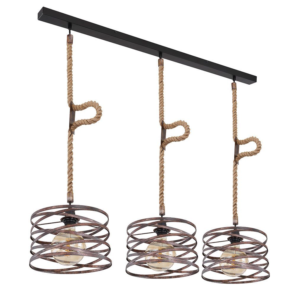 etc-shop Hängeleuchte, Leuchtmittel nicht inklusive, Hanfseil Pendelleuchte Retro Vintage Wohnzimmer Lampe Industrie