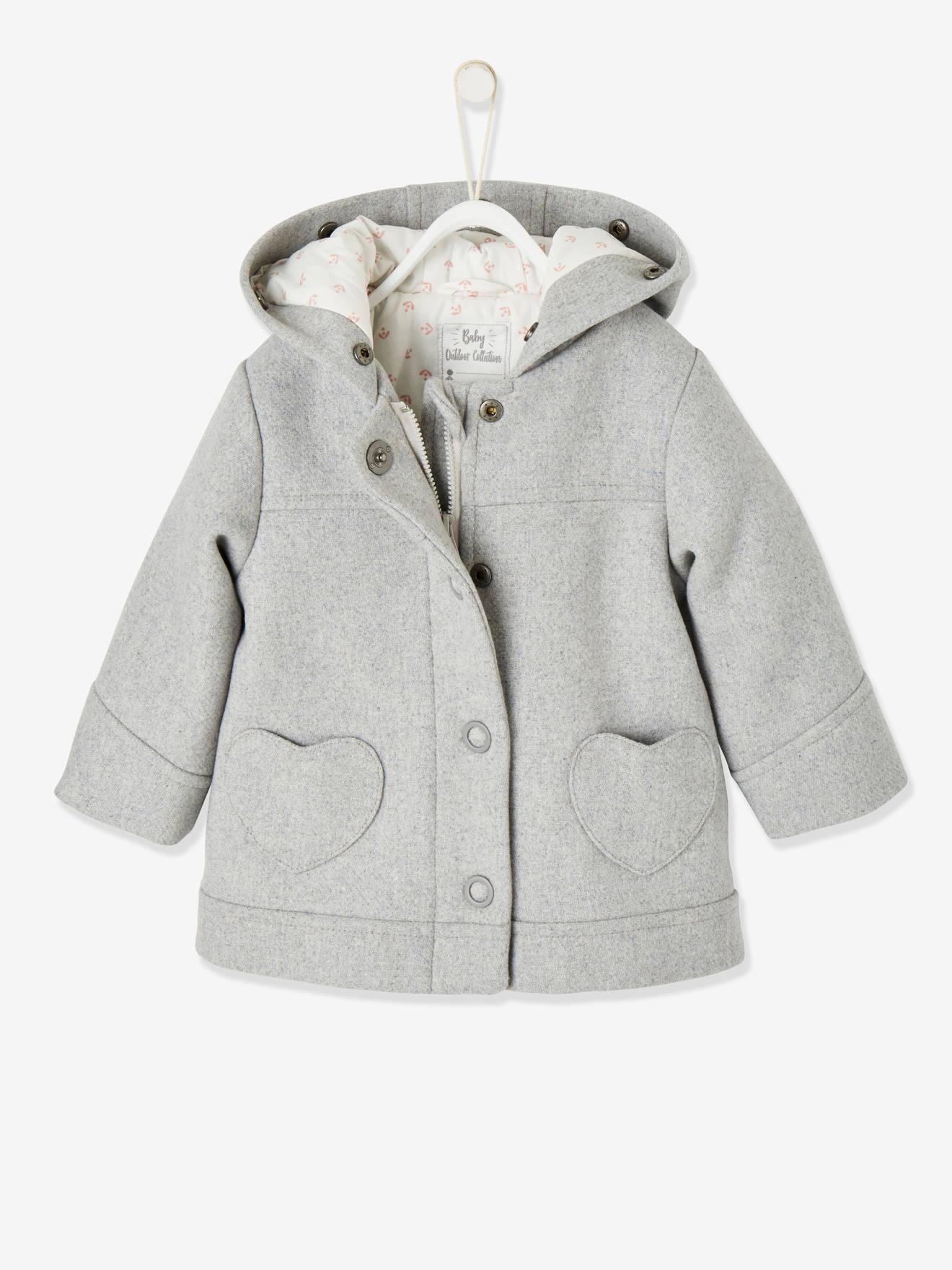 Manteau à capuche bébé fille taupe