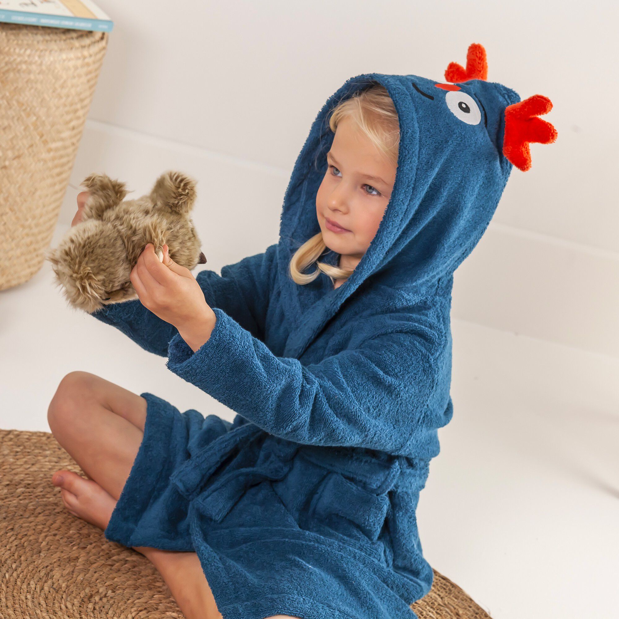 Peignoir de bain enfant Chouki motif chouette éponge coton