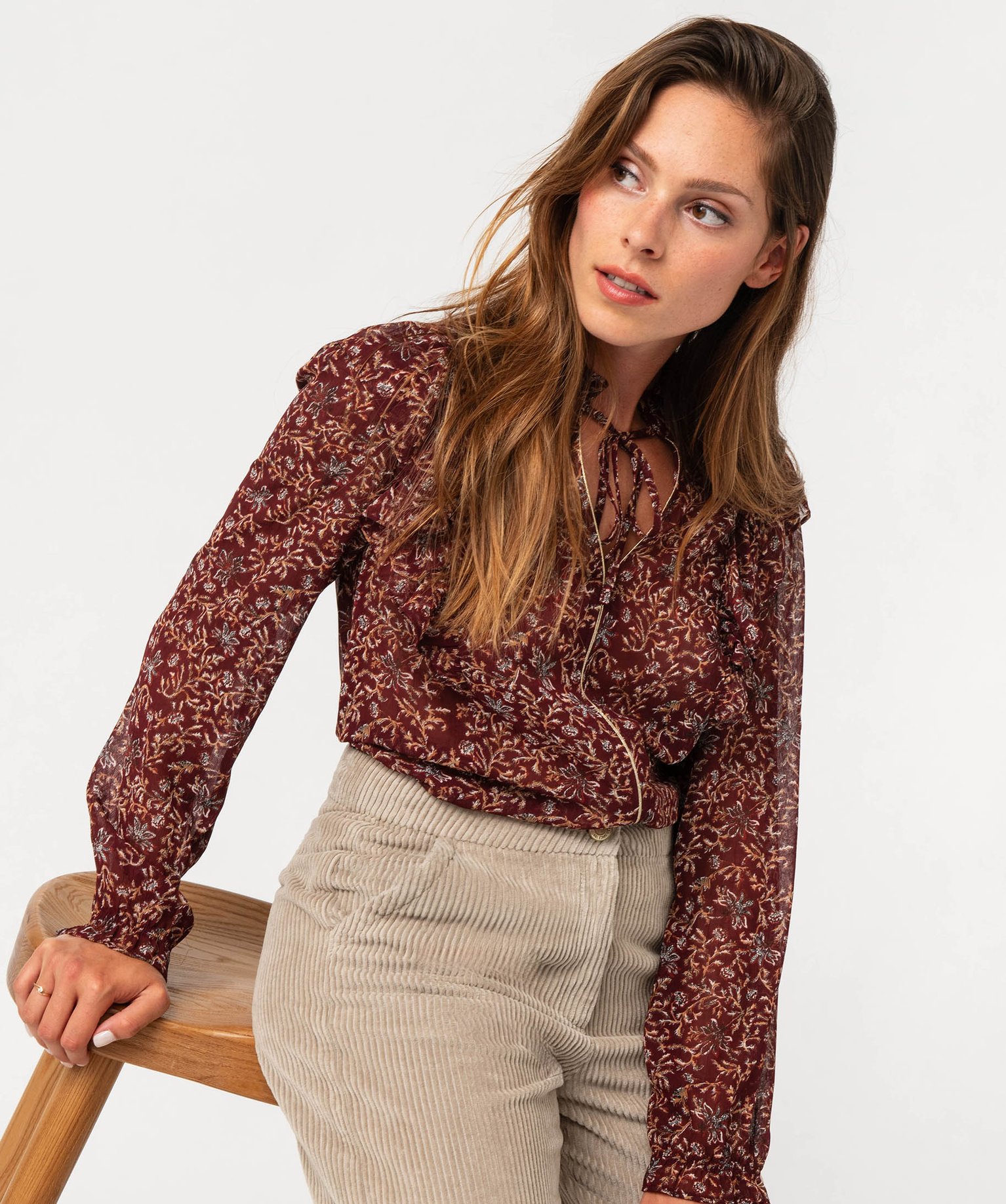 Blouse à manches longues à motifs fleuris femme imprime | GEMO