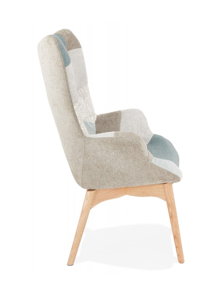 KADIMA DESIGN Lounge Stuhl DAMIAN | Patchwork Sessel mit Eichenholz Beinen günstig kaufen onesize