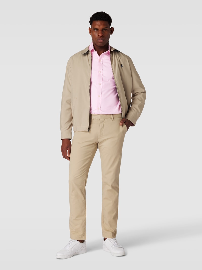 Slim Fit Business-Hemd mit Logo-Stitching in pink