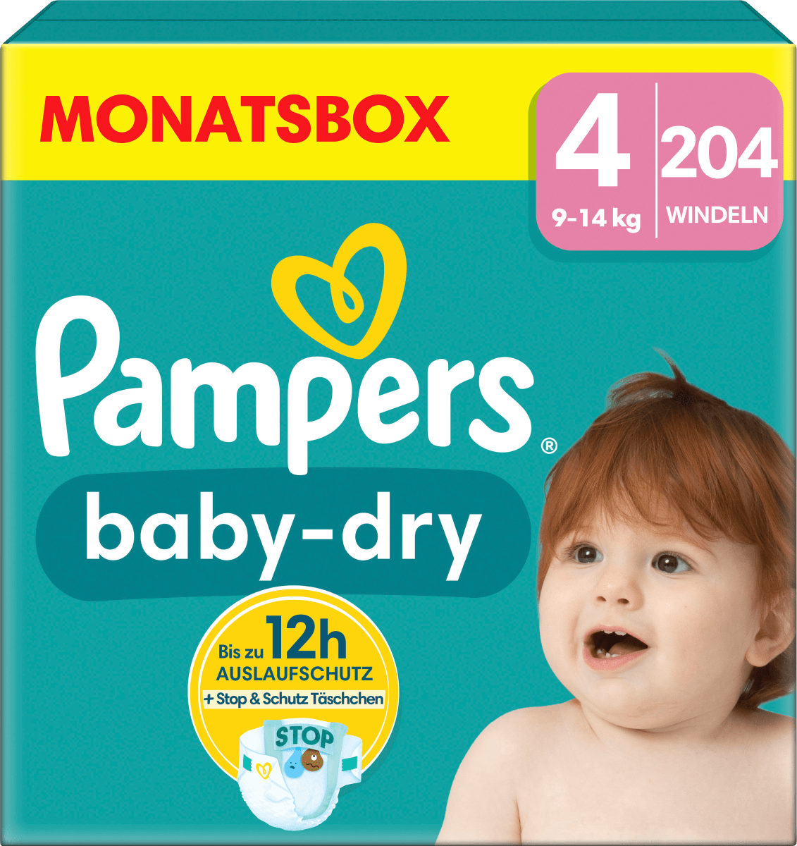 Windeln Baby Dry Gr.4 Maxi (9-14 kg), Monatsbox, 204 St