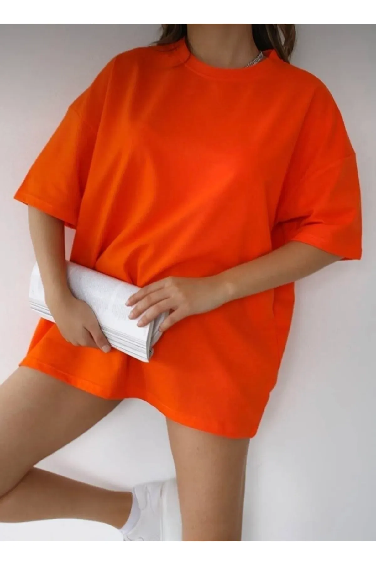 My Blog  Boyfriend-Strick-Oversize-T-Shirt mit Rundhalsausschnitt