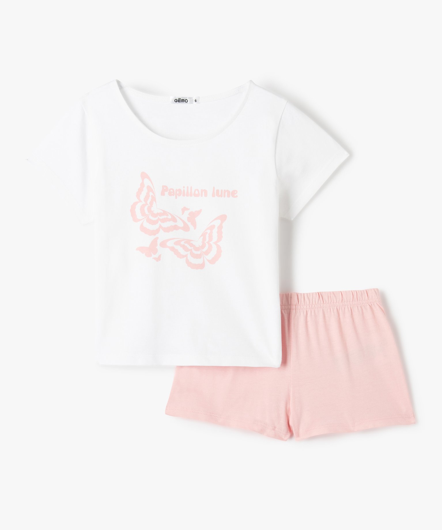 Pyjashort fille avec motif papillons blanc | GEMO