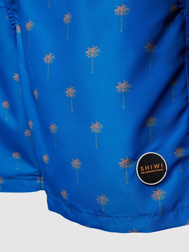 Badehose mit Motiv-Print Modell 'palm' in royalblau