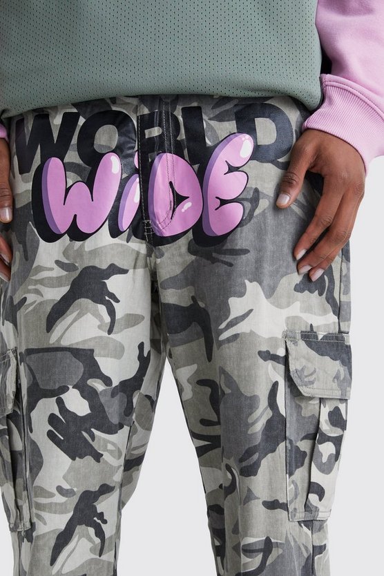Lockere Camouflage Cargo-Hose mit Print