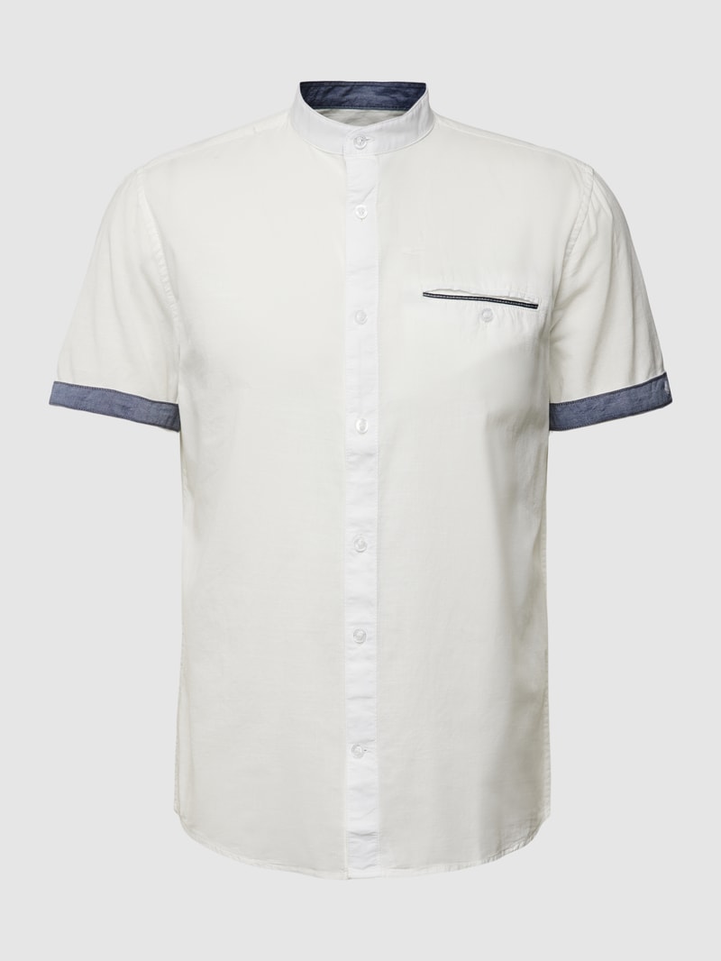 Freizeithemd mit Stehkragen Modell 'slubyarn' in offwhite