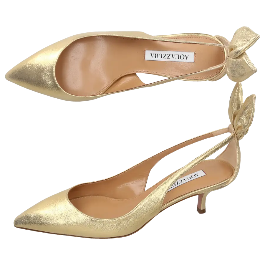 Aquazzura - Pumps BOW TIE 50 Kalbsleder - gold