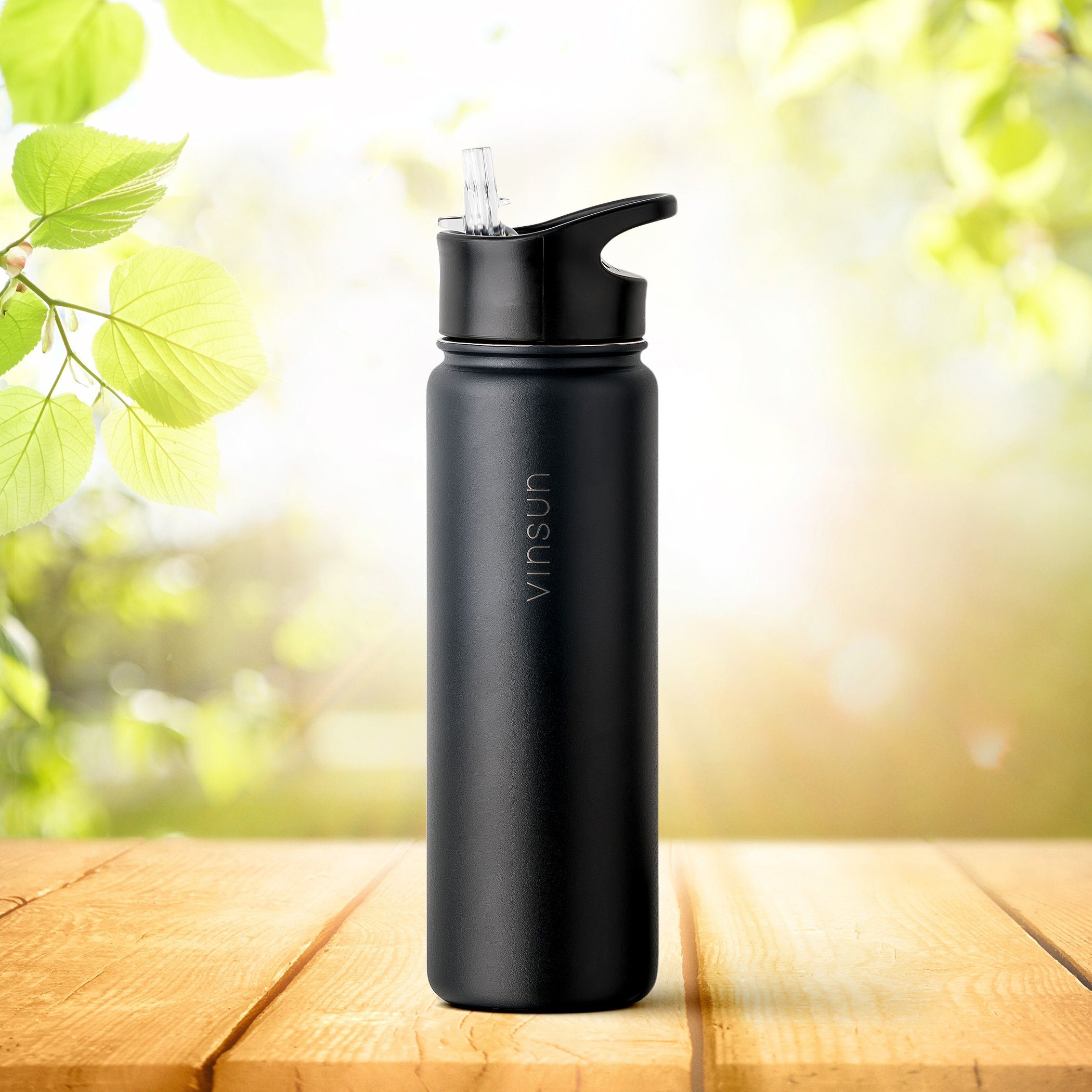 Vinsun Trinkflasche Edelstahl Trinkflasche 500ml, Kohlensäure geeignet, Wasserflasche, BPA frei, auslaufsicher, bruchsicher, Geruchs- und Geschmacksneutral