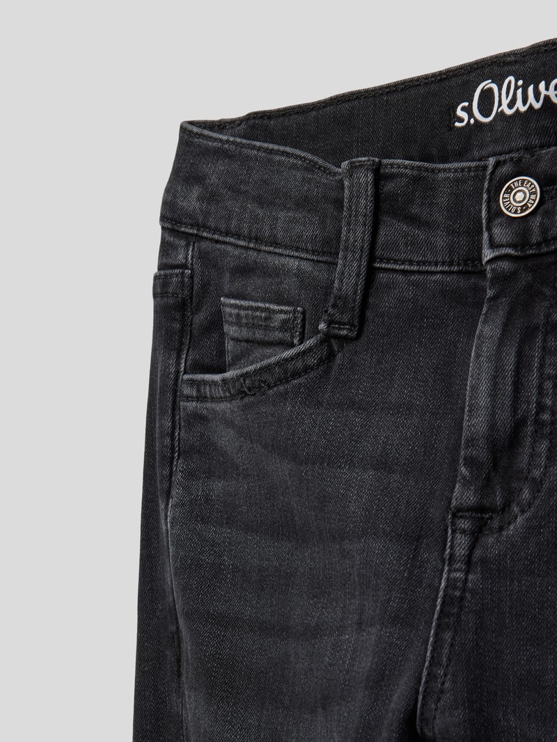 Slim Fit Jeans im Used-Look in schwarz
