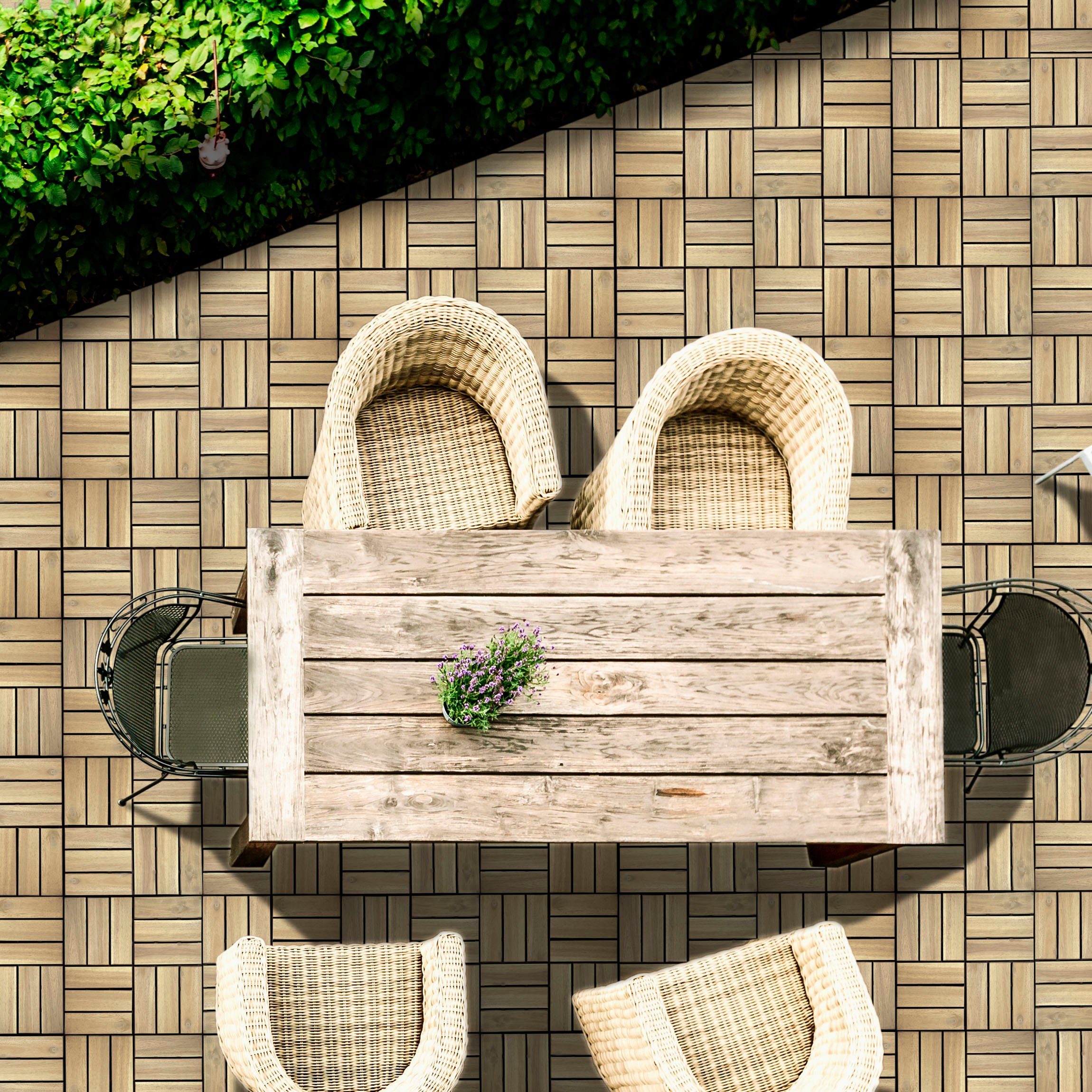 Gartenfreude Holzfliesen, Set, 10 St., 0,9 m², Akazienholz, wetterfest, mit Klickfunktion