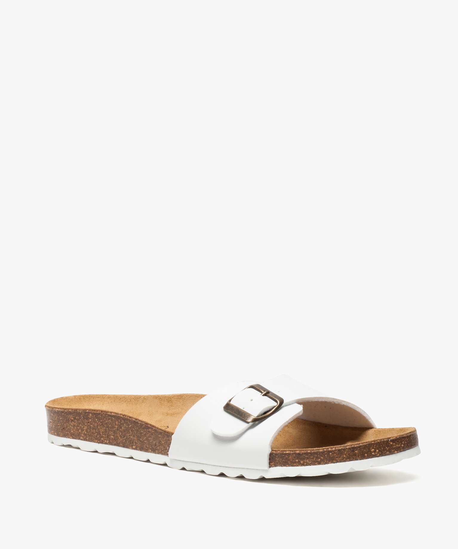 Sandales homme avec large bride à boucle blanc | GEMO