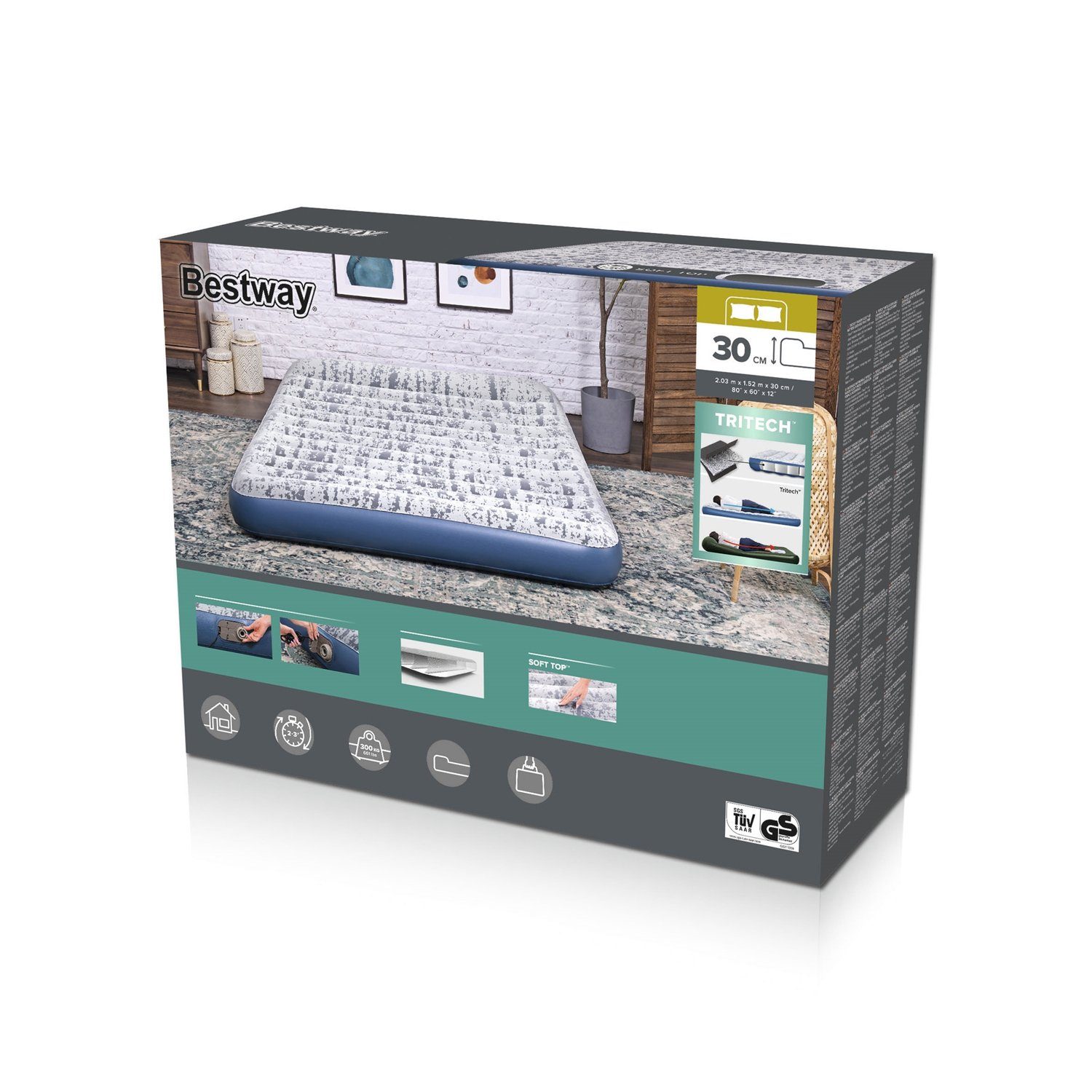 Bestway Luftbett Double 2 Personen selbstaufblasend Elektropumpe 203 x 152 x 30 cm