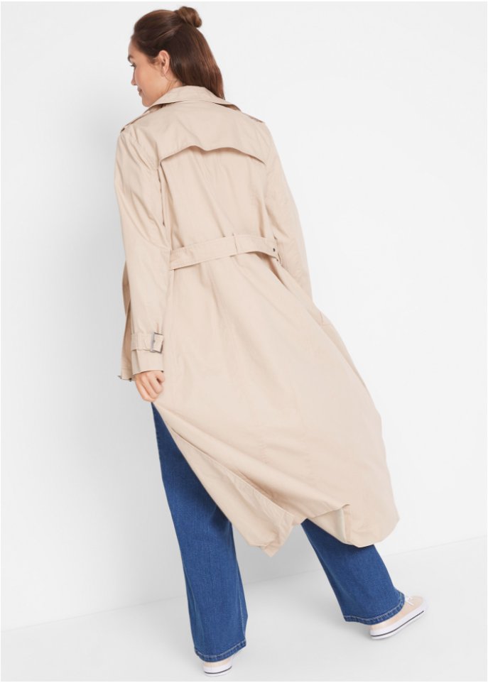 Long-Trenchcoat mit Taillengürtel