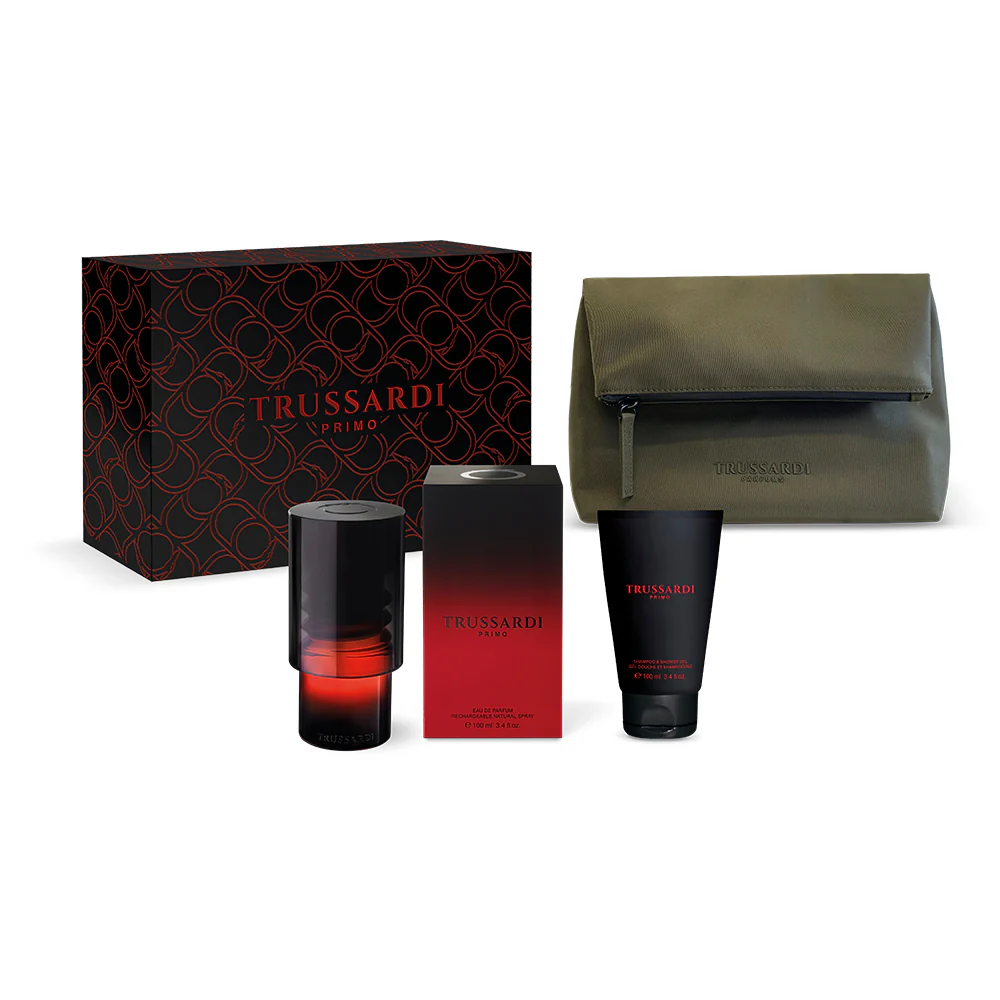 Primo Contemporary Gavesæt – Eau de Parfum + Shampoo Shower Gel + Beautycase – Gavesæt til mænd, Eau de Parfum, Bade- og Shower Gel