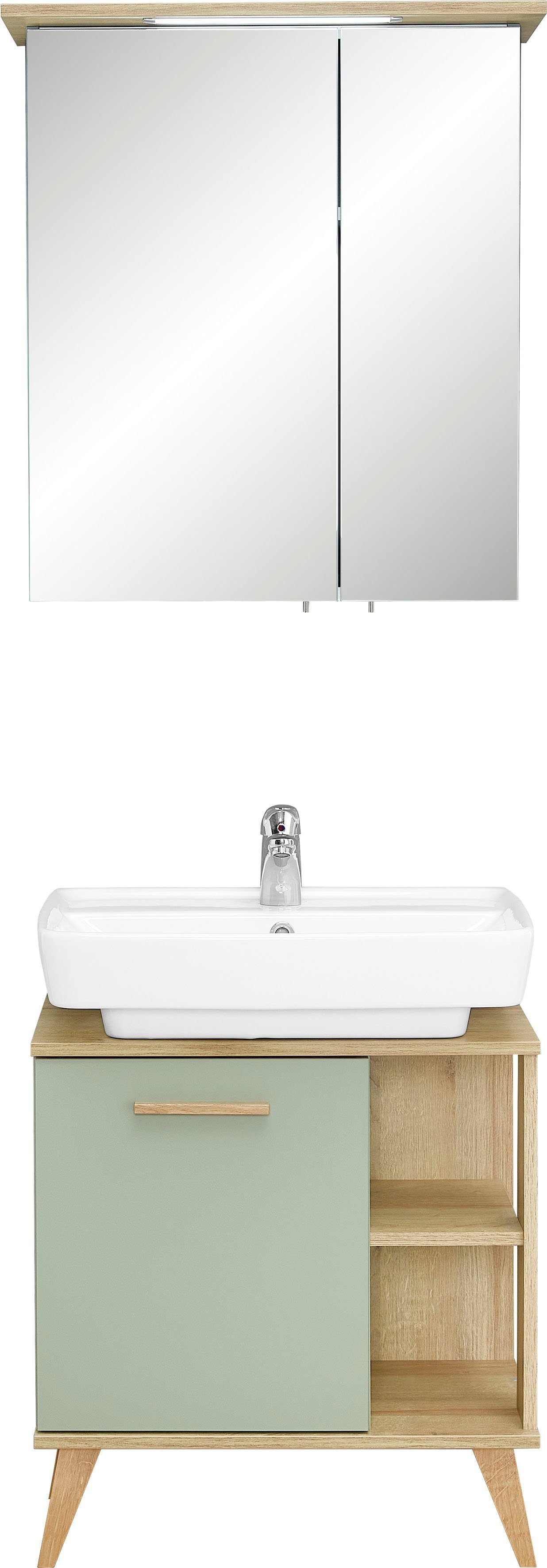 PELIPAL Badmöbel-Set Quickset 963, (2-St), Breite 60 cm, Waschbeckenunterschrank und Spiegelschrank