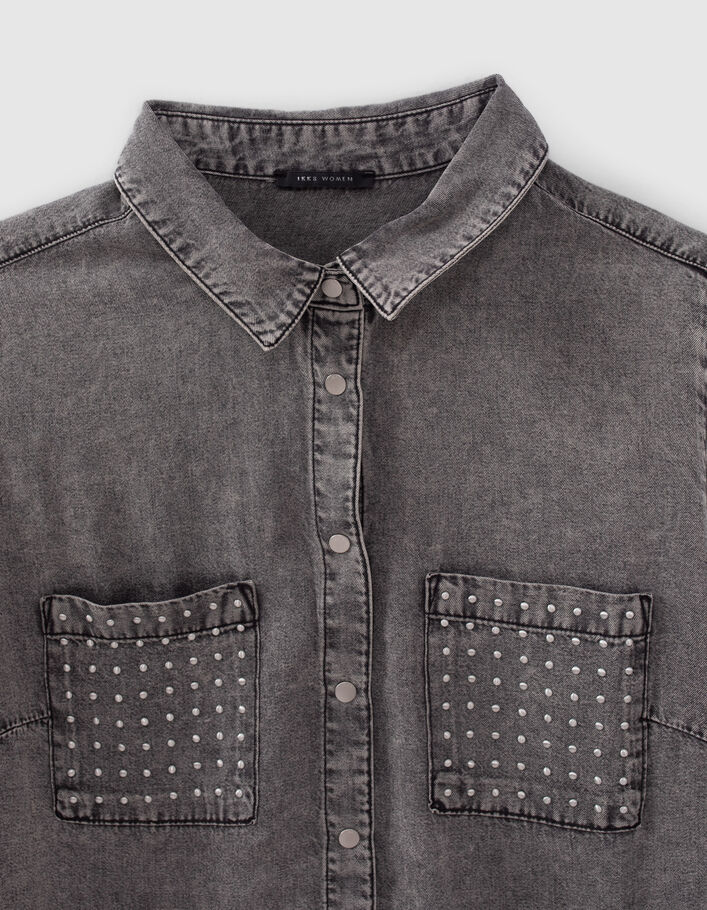 Chemise grise en Lyocell® poches cloutées Femme