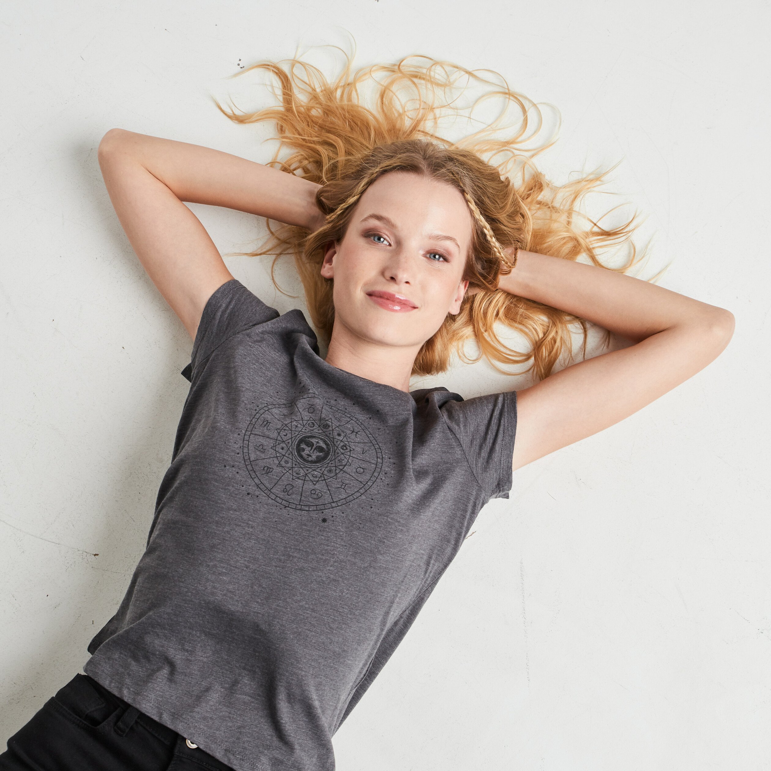 T-shirt manches courtes gris femme | La Halle