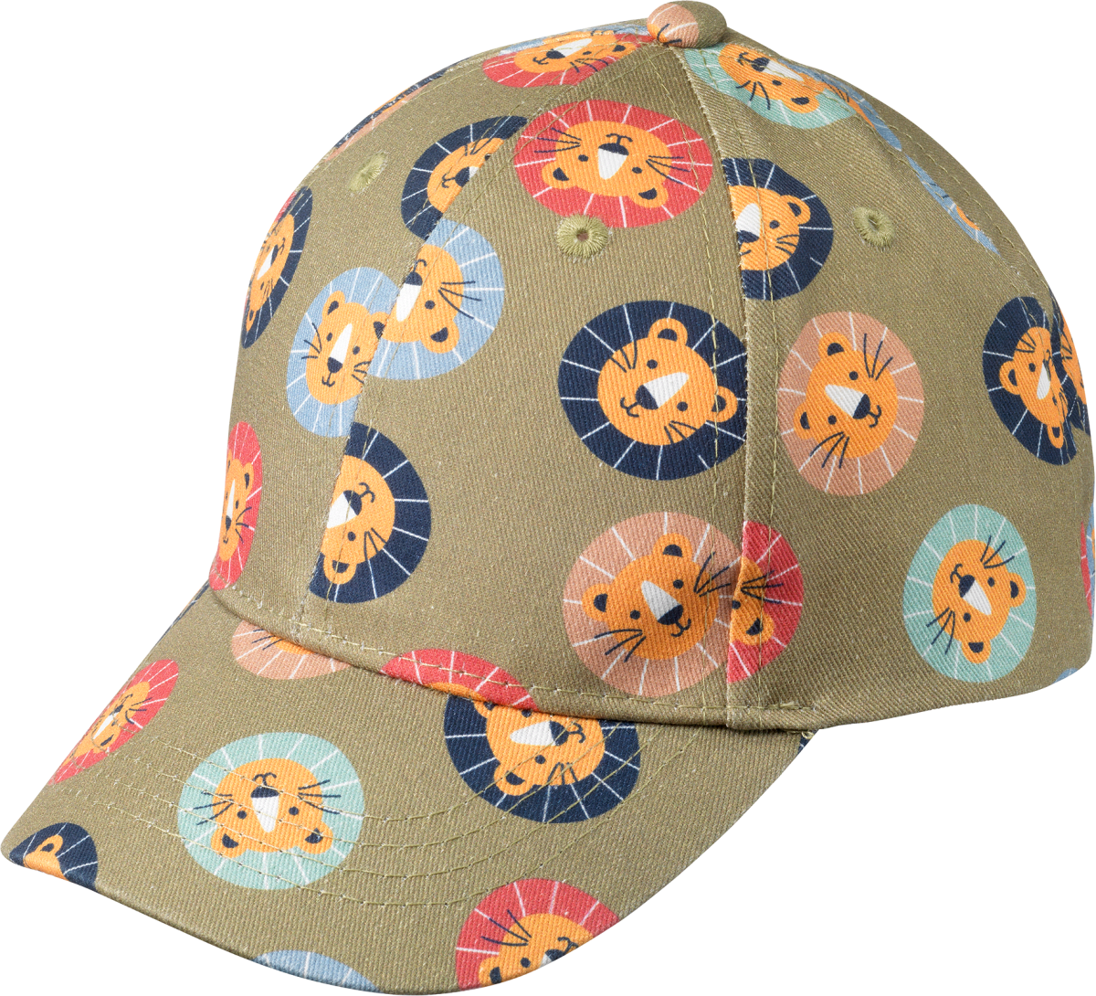 Basecap mit Löwen-Muster, grün, Gr. 52/53, 1 St