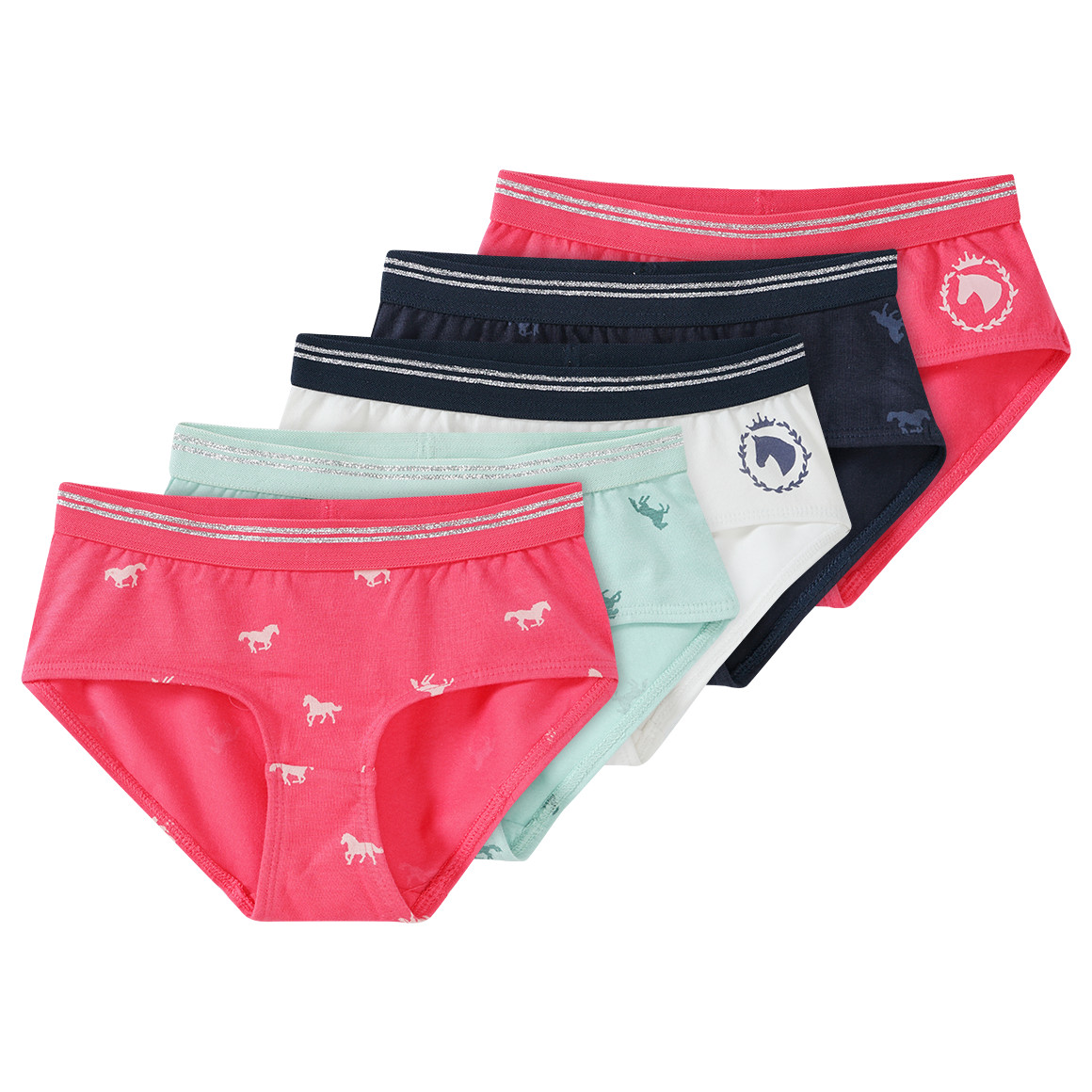 5 Mädchen Pantys mit Pferde-Motiven