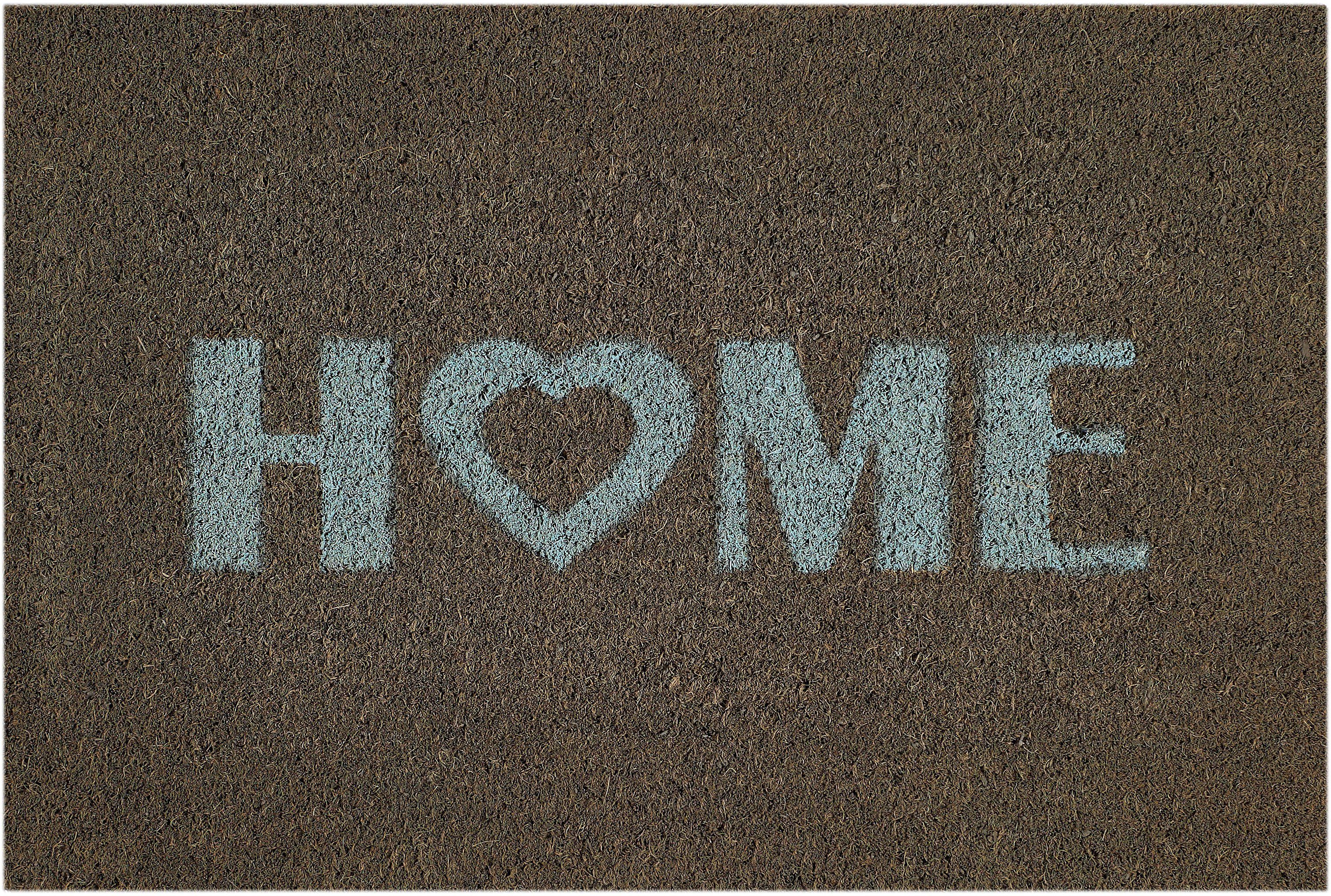Fußmatte Kokos Home Heart, Andiamo, rechteckig, Höhe: 15 mm, Schmutzfangmatte, Kokosmatte, mit Spruch, In- und Outdoor geeignet