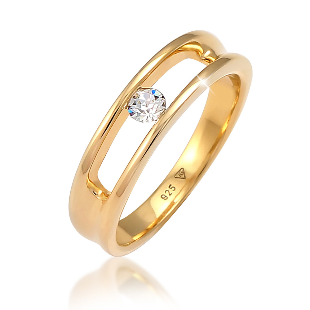 Elli Elli Bague Femme Bague Solitaire cCassique avec Cristaux en Argent Sterling 925 Bague
