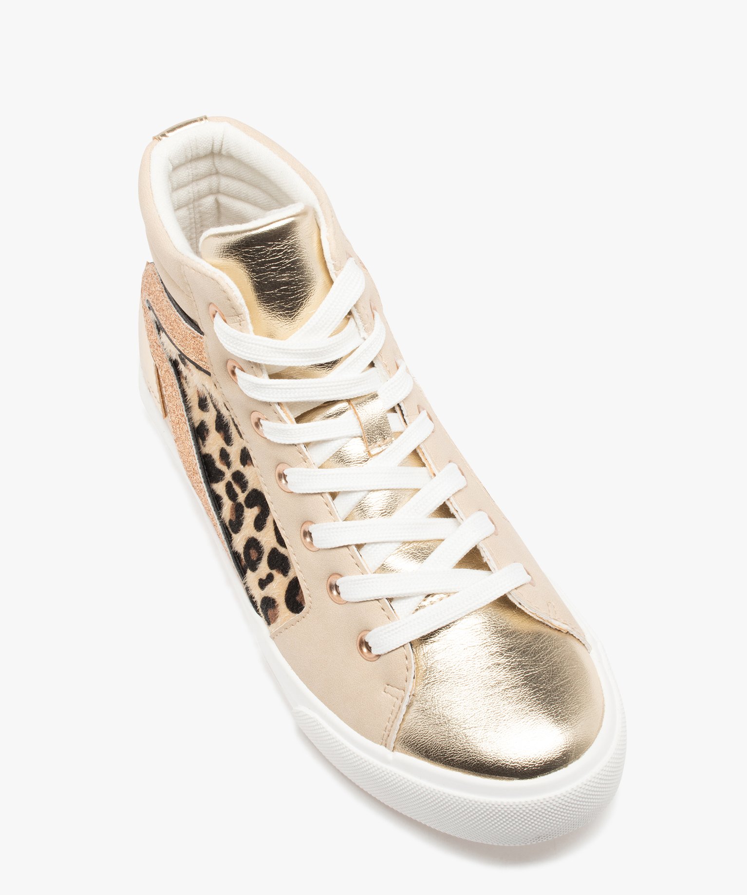 Baskets femme semi-montantes en suédine à motif jungle et ... beige | GEMO