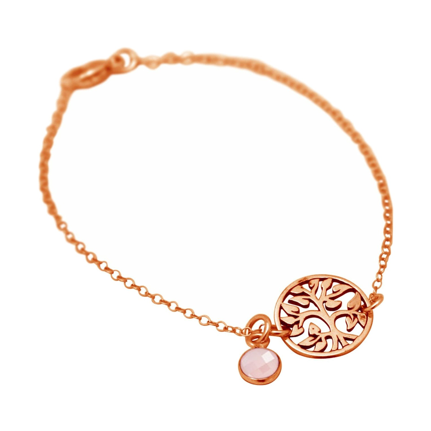 Armband 'YOGA Lebensbaum und Rosenquarz'