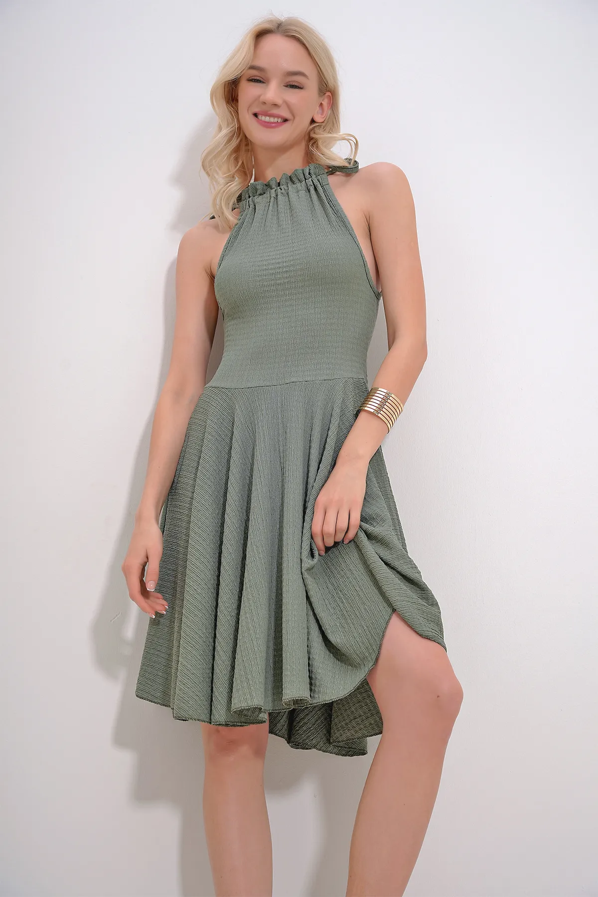 Trend Alaçatı Stili  Kleid - Grün - A-Linie