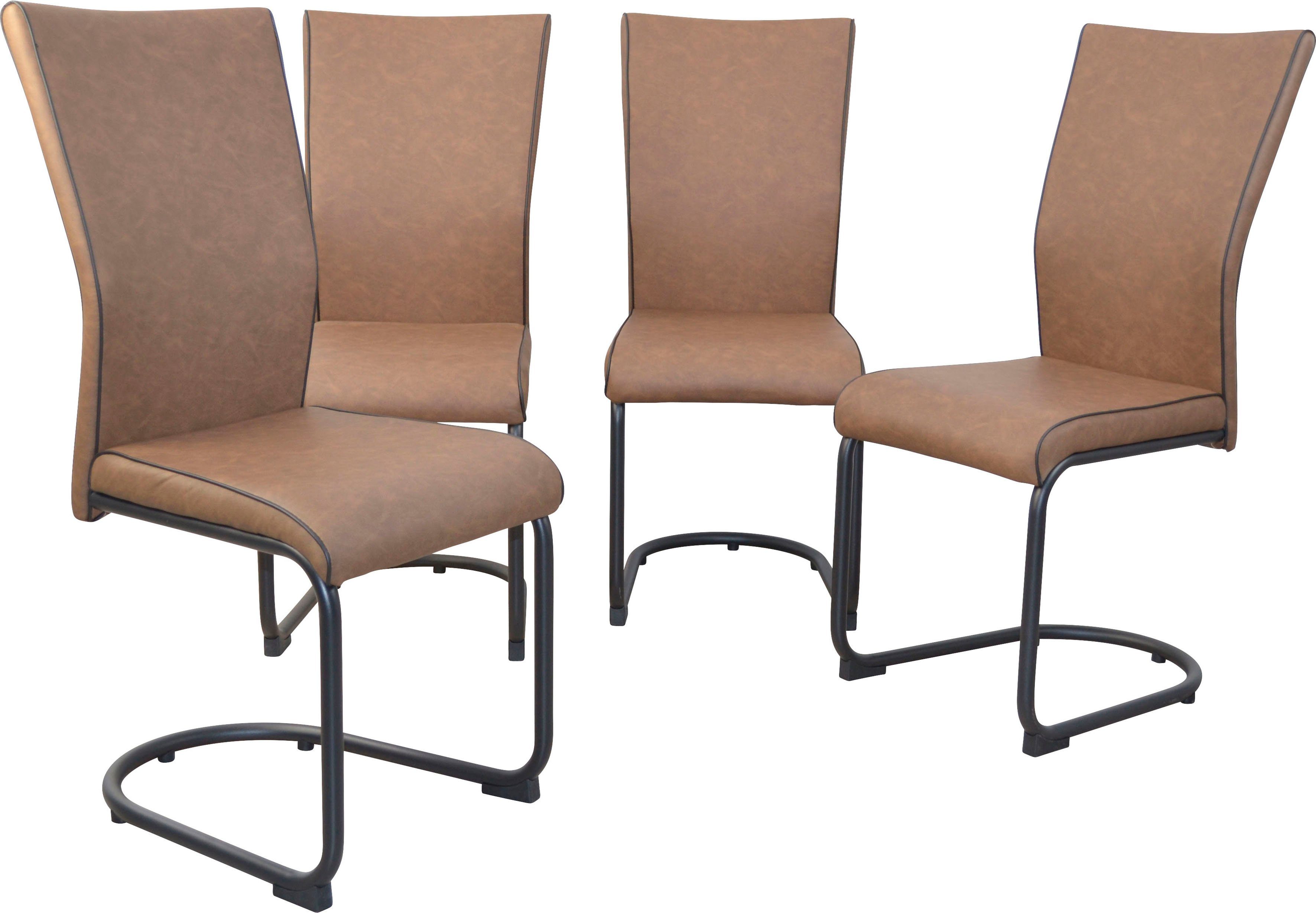 Home affaire Freischwinger Hunter (Spar-Set, 4 St), Gestell aus Stahlrohr, Sitz und Rücken schaumstoffgepolstert