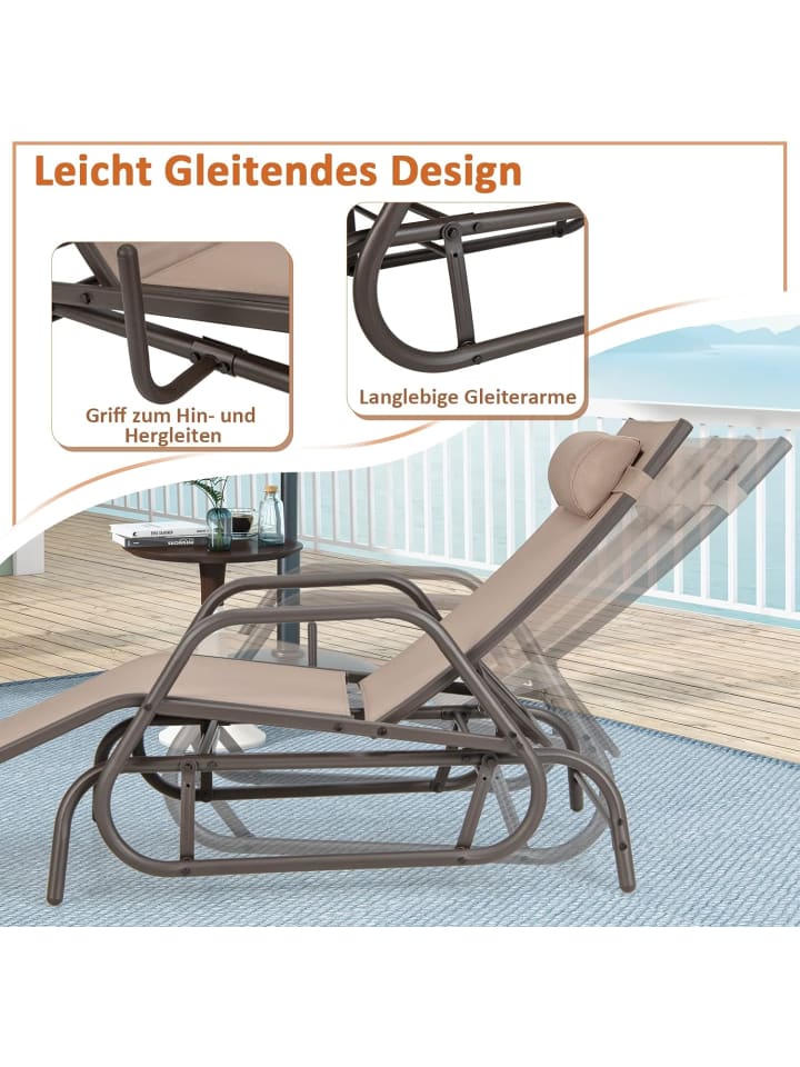 COSTWAY Sonnenliege mit Schaukelfunktion in Braun günstig kaufen onesize