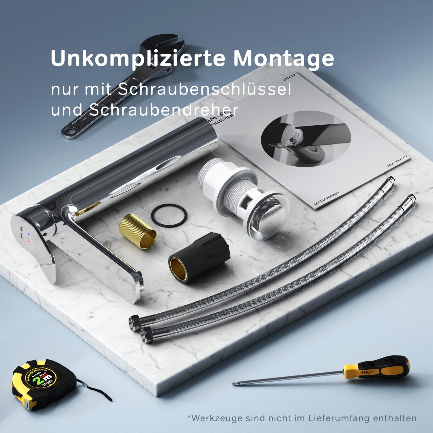 AM.PM Waschtischarmatur Waschbeckenarmatur X joy Waschbecken Wasserhahn Bad (mit hohem Auslauf, inkl. Klick-Ablaufgarnitur) Waschtisch Mischbatterie Badezimmer Badarmatur