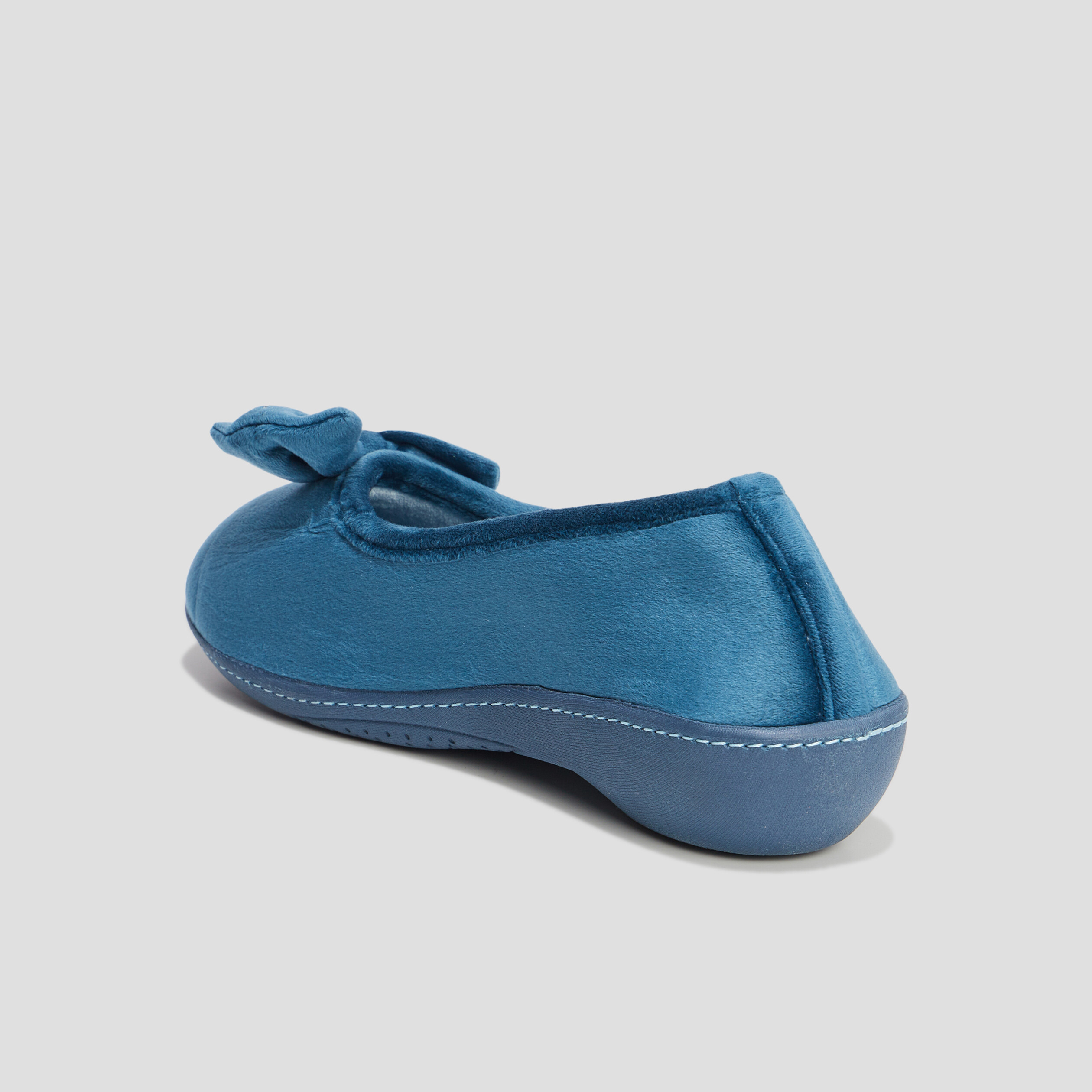 Chaussons ballerines velours Isotoner bleu canard femme | La Halle