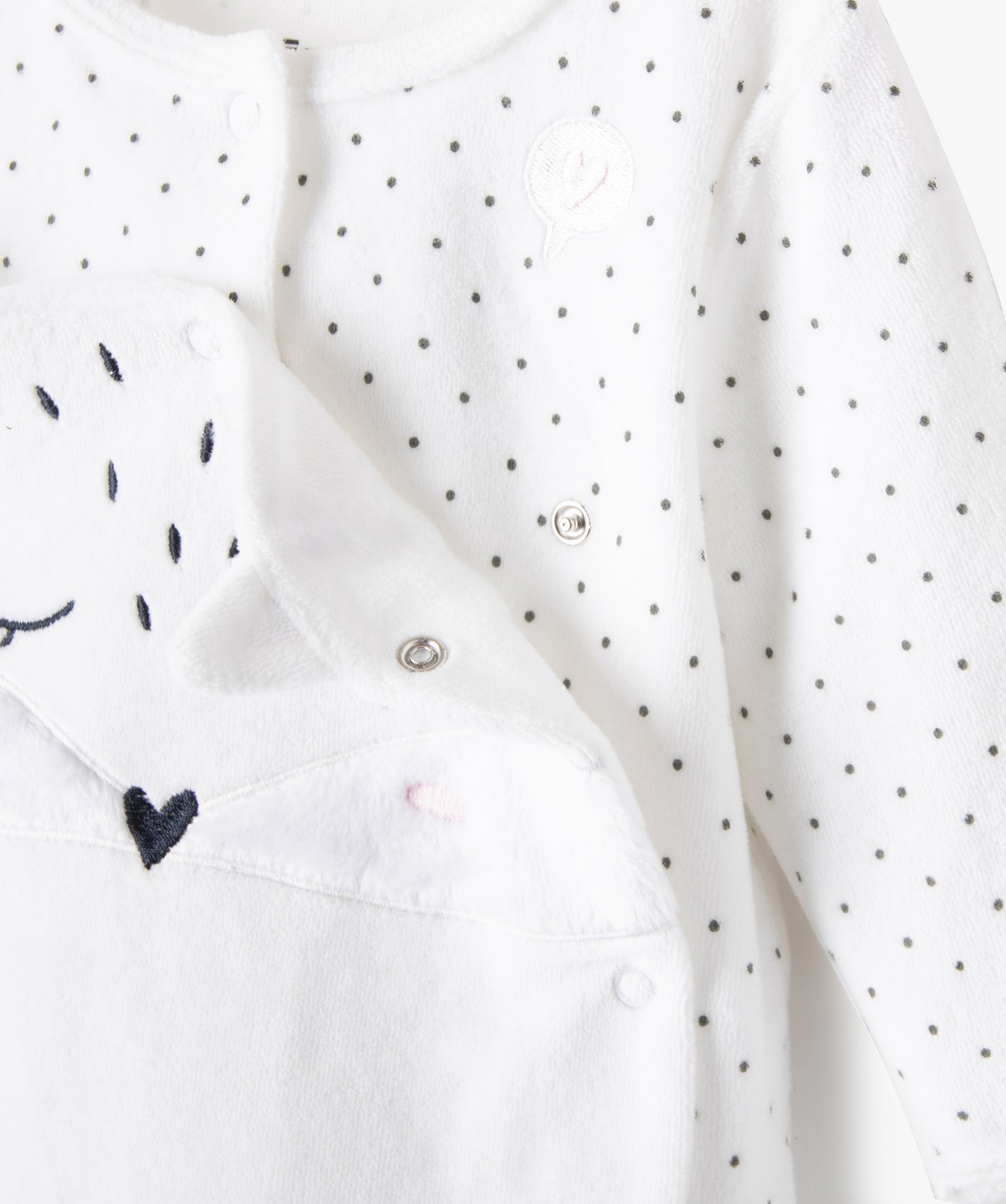 Pyjama bébé fille ouverture devant avec motif chat blanc | GEMO
