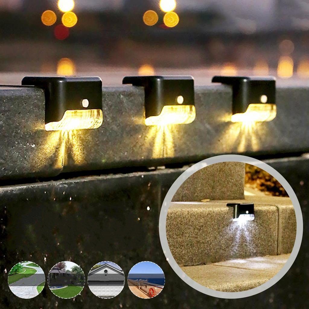 OULENBIYAR LED Solarleuchte Solarlampen für Außen Garten, 4 Stück Solarleuchten Garten Dekoration, LED fest integriert, warmweiß, Wasserdichte LED Solar Wandleuchte Aussen Beleuchtung, für Terrasse Garten Balkon Stufen Treppen Zaun, Farbwechselnde
