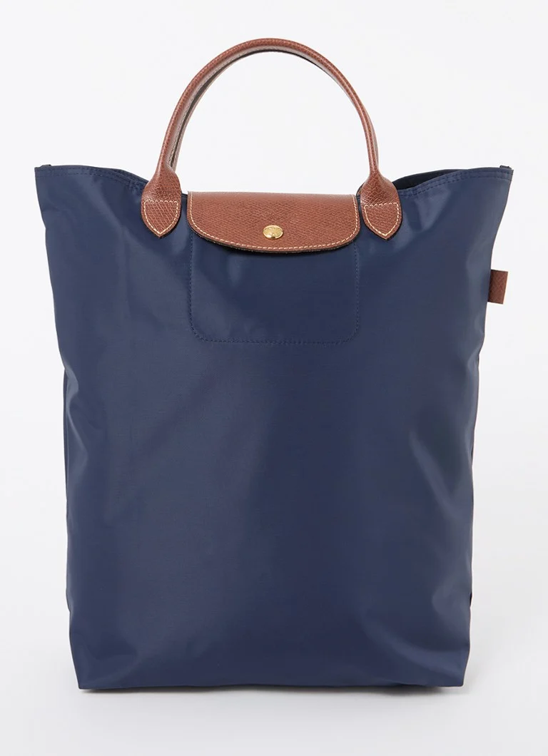 Geantă Longchamp Le Pliage Original, mărimea M, cu detalii din piele.