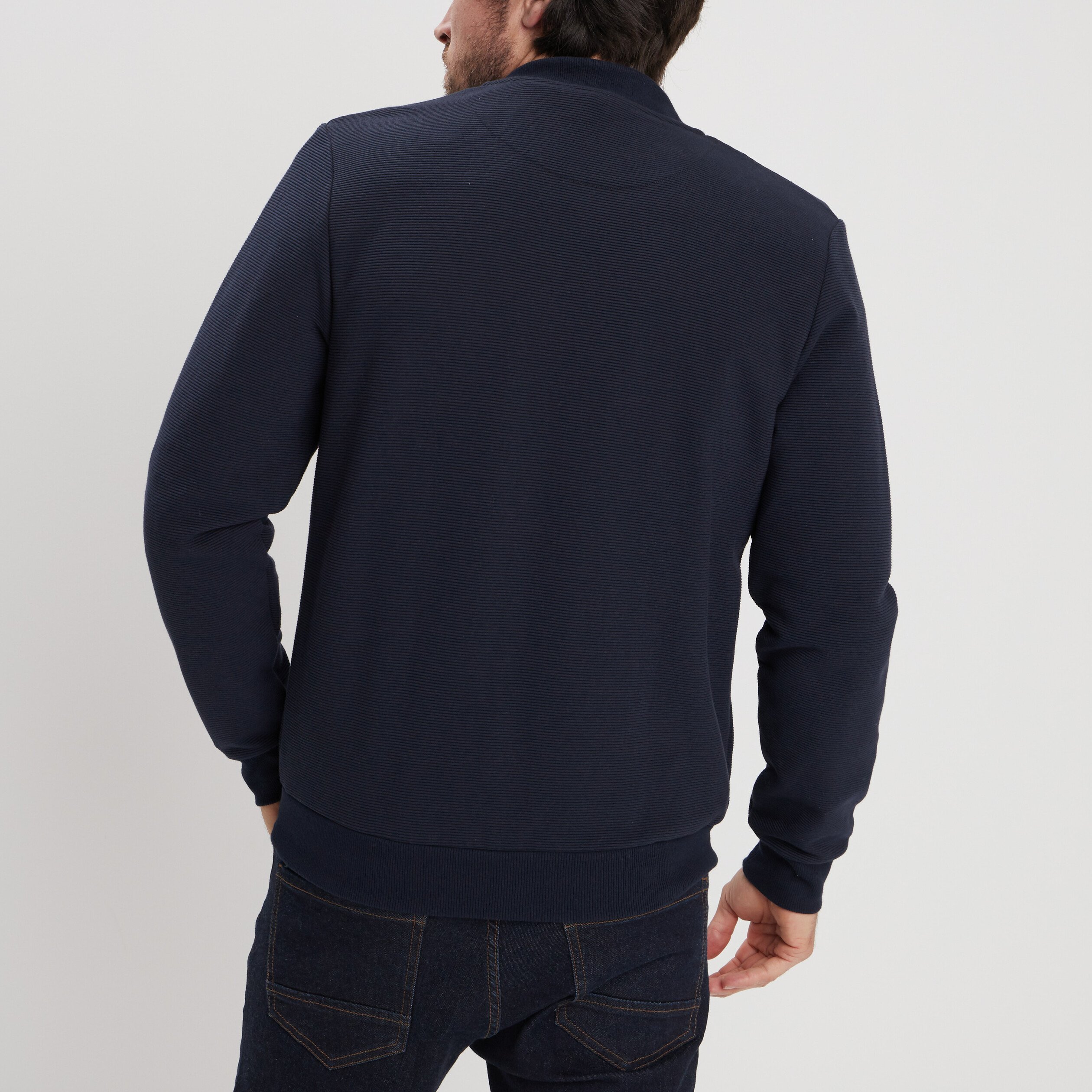 Gilet manches longues zippé bleu marine homme | La Halle