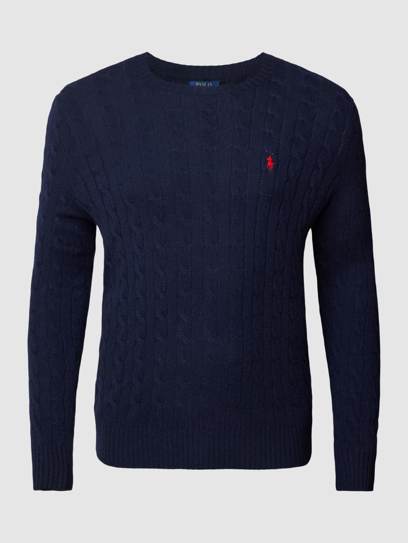 PLUS SIZE Strickpullover mit Zopfmuster in marineblau